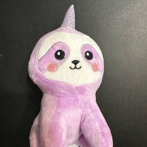 Pomkinz Pet Pals Purple Sloth Plush Stuffed Animal Unicorn Horn Soft Squiggletz